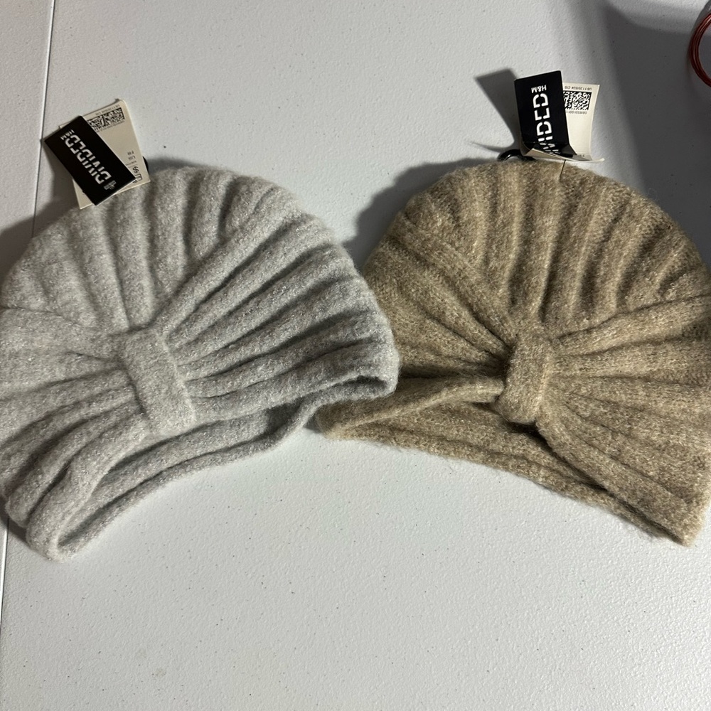 Divided Gray and Tan  Beanies